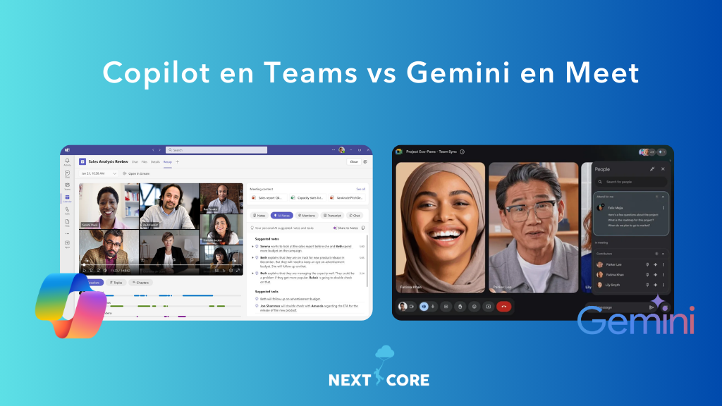 ¿Qué diferencia al tomador de notas Gemini en Google Meet frente a Copilot en Teams?